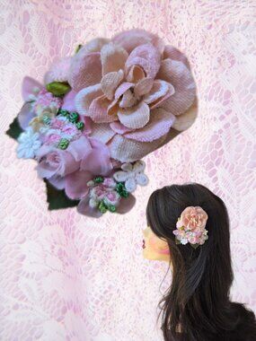 Handmade Velvet Rose Millinery Hair Clip Vintage Style Romantic Wedding Fairy